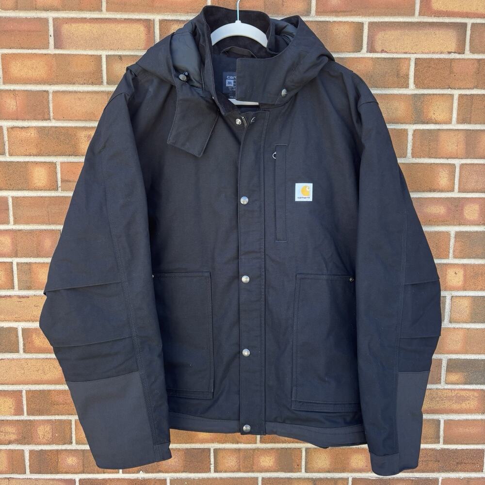 Carhartt Jacket Mens 2XL Black Full Swing Relaxed Insulated Rip Stop Workwear
